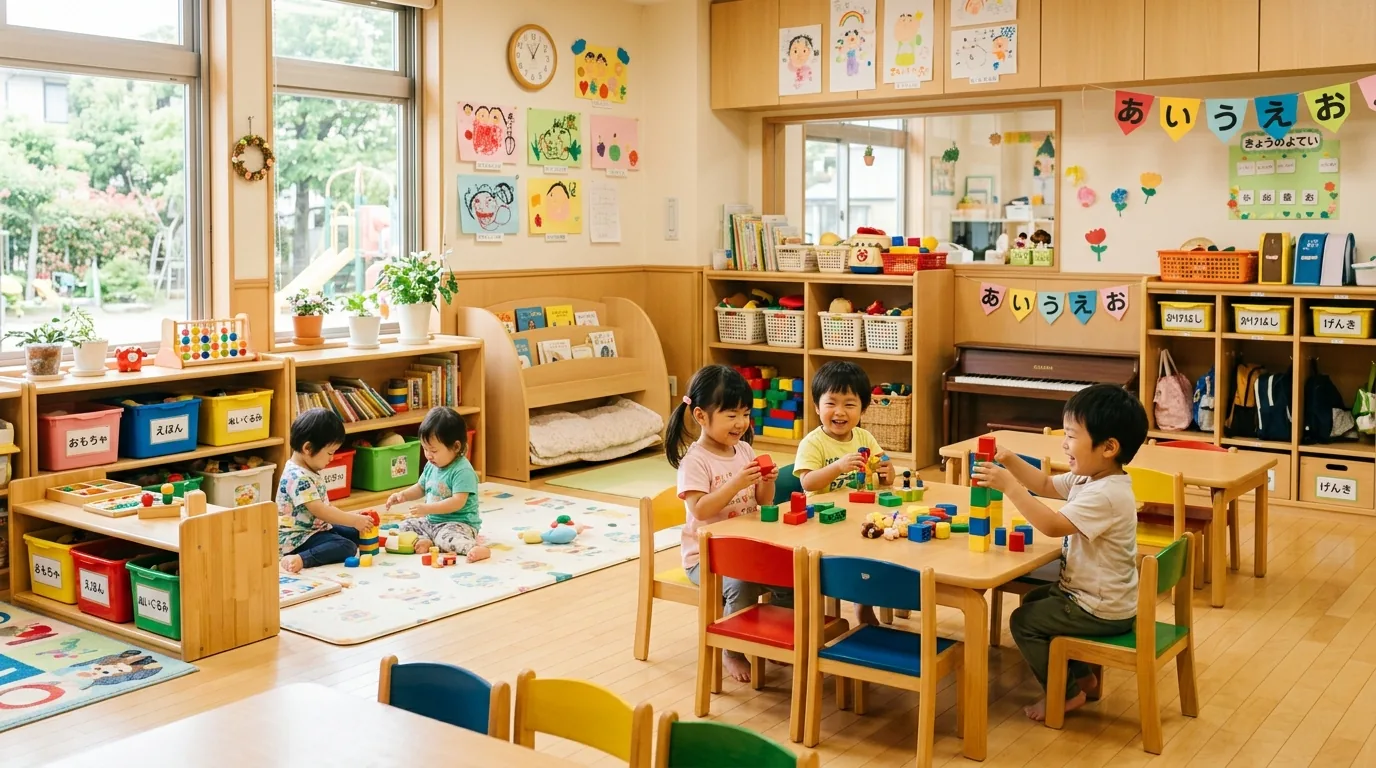 復職前に園見学で保育室を見て回る保育士